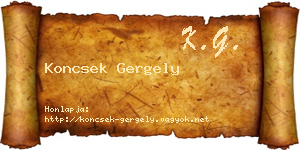 Koncsek Gergely névjegykártya